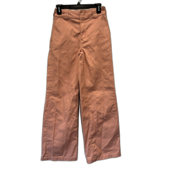 Dickies Pants Jeans High Waist Trouser Palazzo Wide Leg Light Pink Women sz 0 - Picture 1 of 8